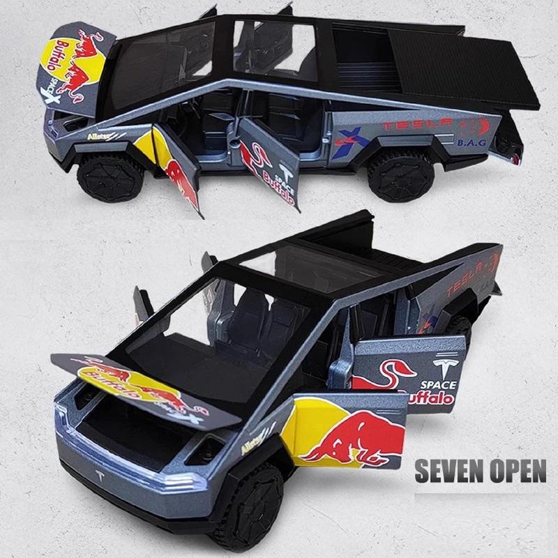 Resembling TSLA CBRTCK Pull Back Diecast Car with Openable Doors, Light & Music | 1:32 Scale Model (14 Years till Grown Ups)