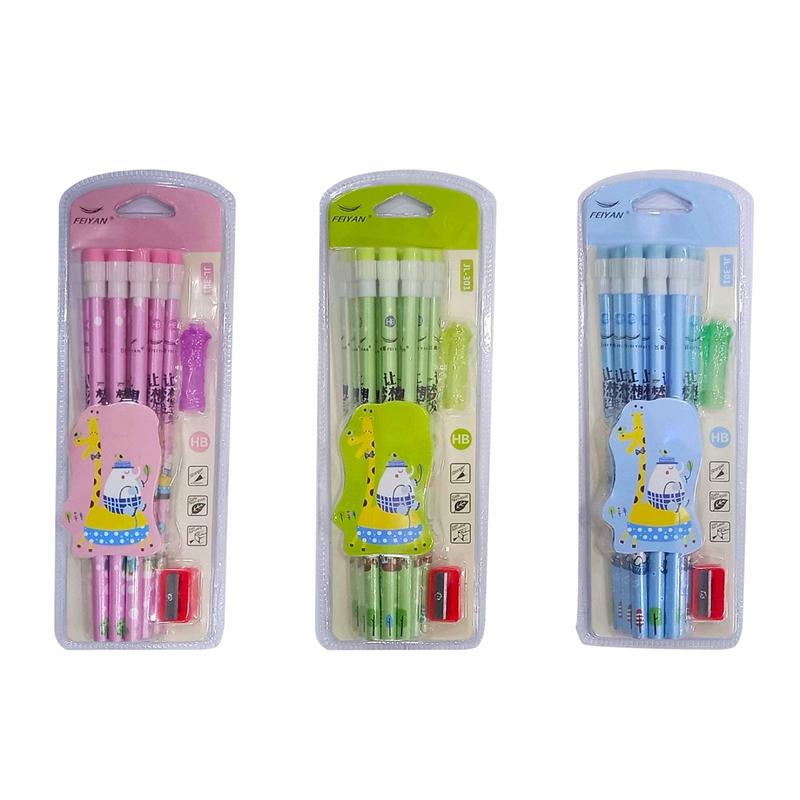 Pack of 3 - HB Extra Dark Pencils With Eraser Top, Cap & Sharpener (3-9 Years)