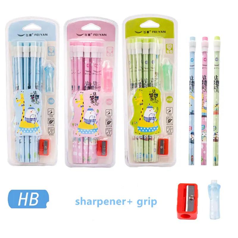 Pack of 3 - HB Extra Dark Pencils With Eraser Top, Cap & Sharpener (3-9 Years)