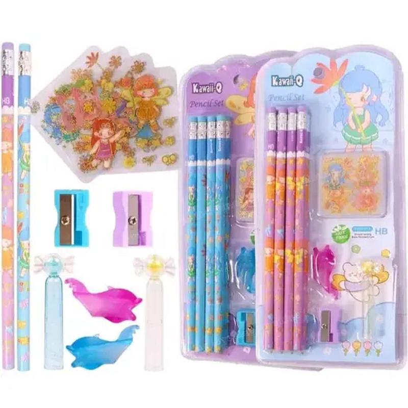 Pack of 3 - Extra Dark HB Pencils With Eraser Top, Sharpener, Grip Stickers & Cap (3-9 Years)