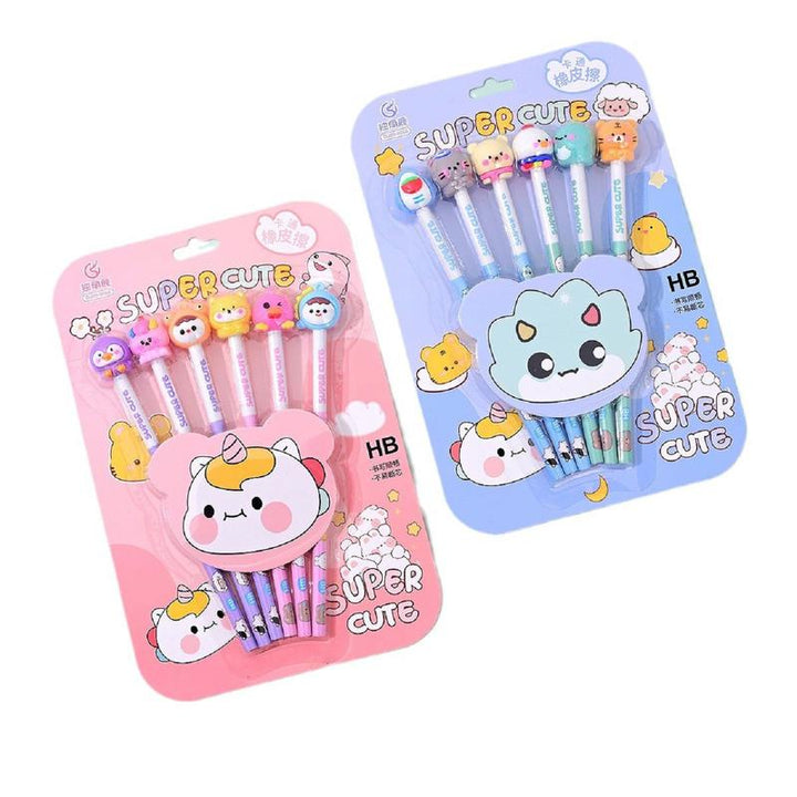 Pack of 2 - HB Extra Dark Pencils With Cartoon Erasers (3-9 Years)