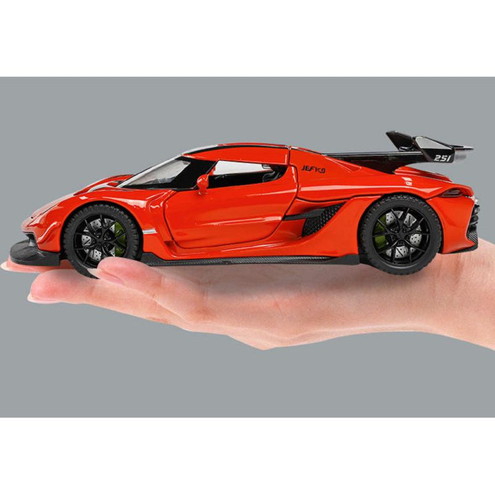 Resembling Kobe Sek Jesko Pull Back Die-cast Car With Openable Doors, Sound & Light | 1:32 Scale Model (14 Years Till Grown Ups)