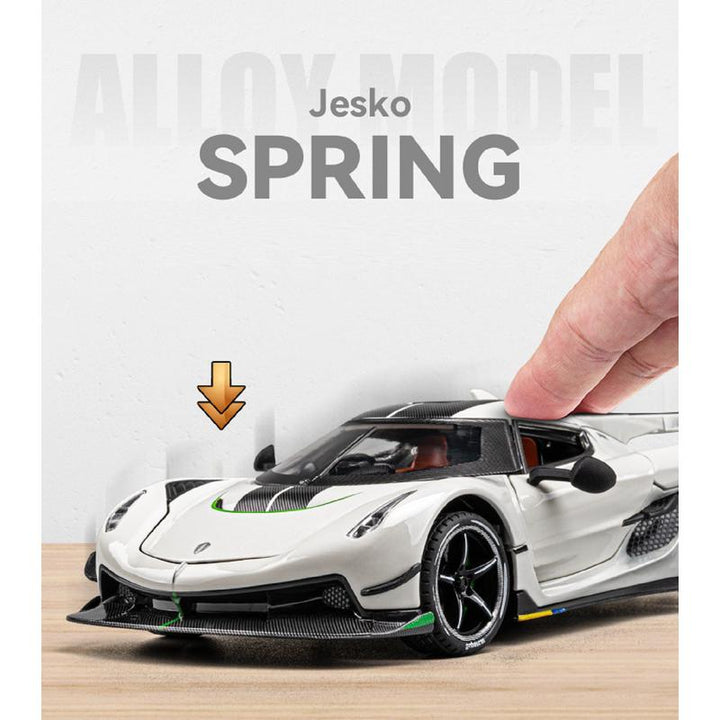 Resembling Kobe Sek Jesko Pull Back Die-cast Car With Openable Doors, Sound & Light | 1:32 Scale Model (14 Years Till Grown Ups)