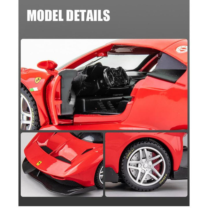 Resembling Sports Car P80C Pull Back Die-cast Car With Openable Doors, Sound & Light | 1:32 Scale Model (14 Years Till Grown Ups)