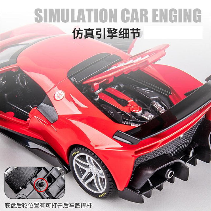 Resembling Sports Car P80C Pull Back Die-cast Car With Openable Doors, Sound & Light | 1:32 Scale Model (14 Years Till Grown Ups)