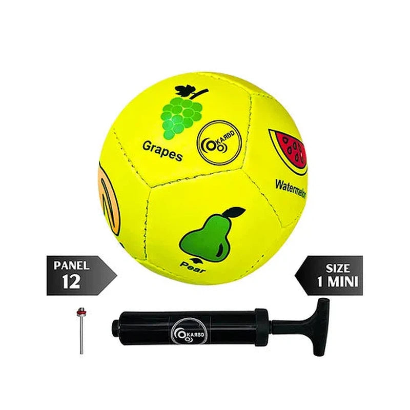 Football with Air Pump & Pin - Size 1 Mini, 12 Panel, PVC, Lemon Fruits Learning