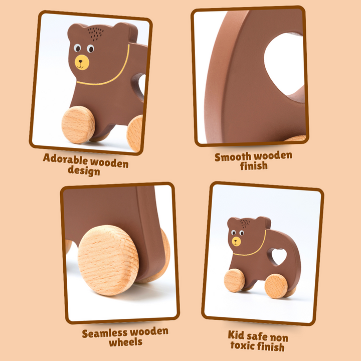 Push and Pull Wooden Bear Toy (1-3 Years)