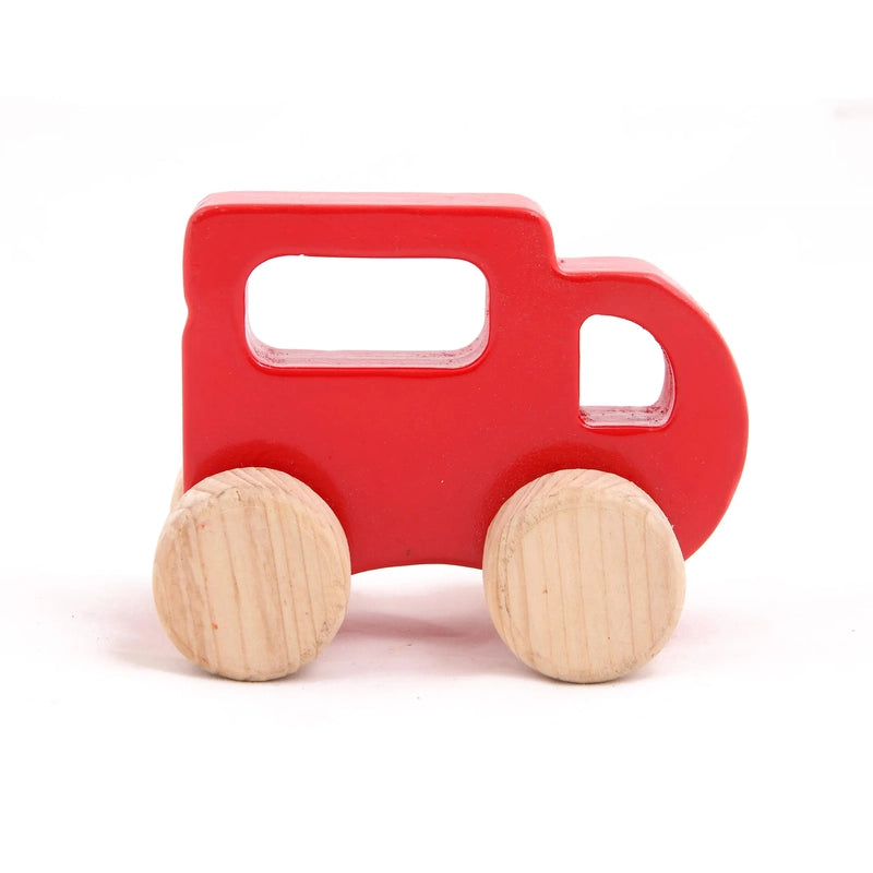 Wooden Emergency Toy Vehicle Set - Truck, Police Car, Ambulence, Pickupcar And Milk Van - Small Size