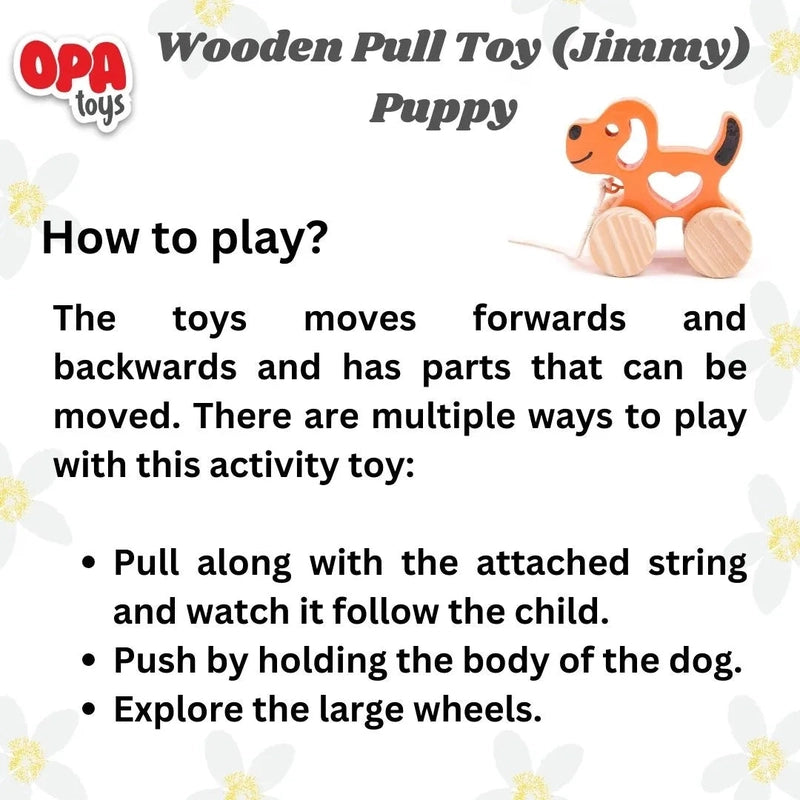 Wooden Pull toy & Push Along Toy - Jimmy Puppy (Dog)