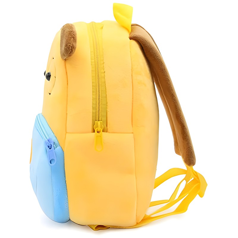 Premium Quality Soft Design Yellow Blue Dog Shape School Bag for Kids - 14 Inches