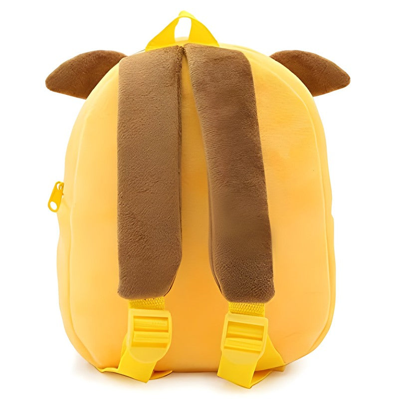 Premium Quality Soft Design Yellow Blue Dog Shape School Bag for Kids - 14 Inches