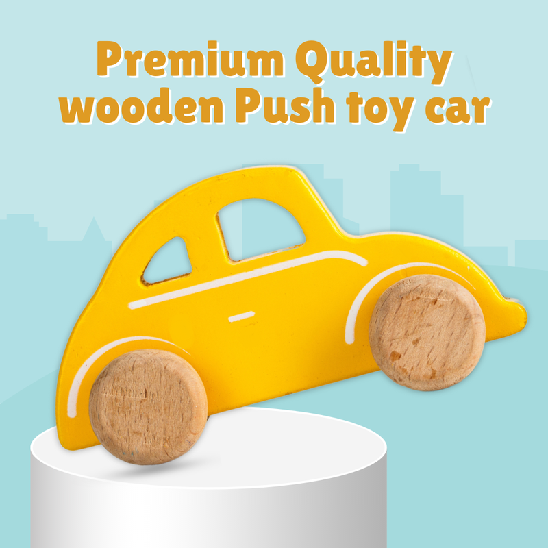 Wooden Yellow Car Toy for Toddlers (1-3 Years)