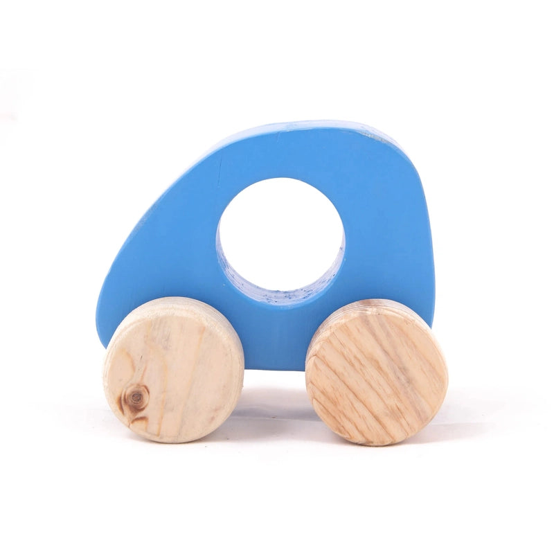 Wooden Push Toy  Blue Nano Car's set for Kids - Small Size