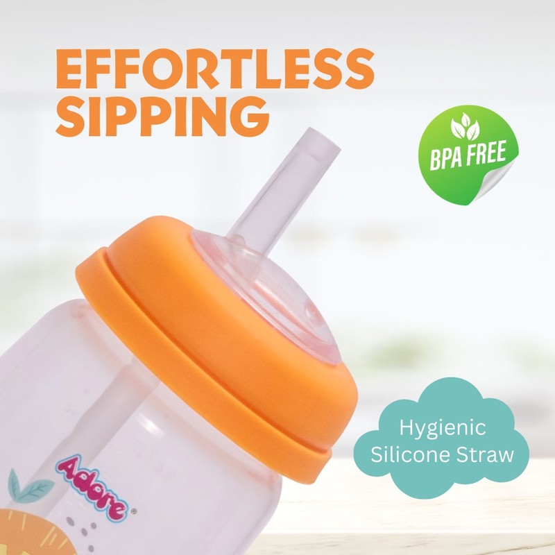 Wide Neck Soft Straw Sipper | Dust Free Cap - 250ml (1-2 Year)