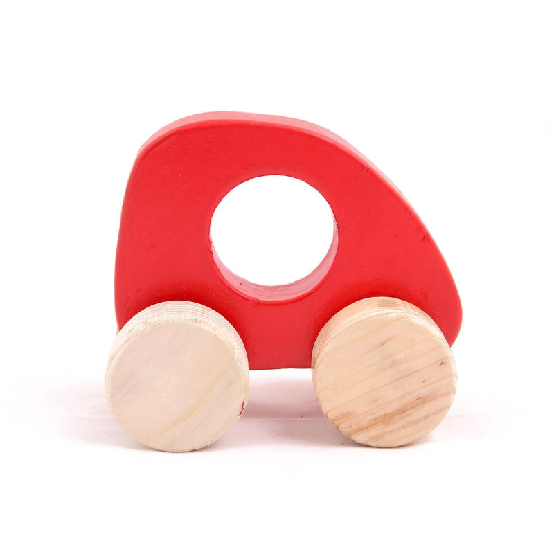 Wooden Push Toy  Red Nano Car's set for Kids - Small Size