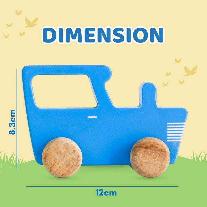 Wooden Blue Tractor Toy for Toddler (1-3 Years)