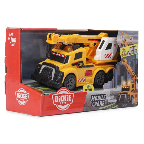 Dickie Toys Mobile Crane Friction Vehicle with Extending Boom Arm, Light & Sound (3-6 Years)