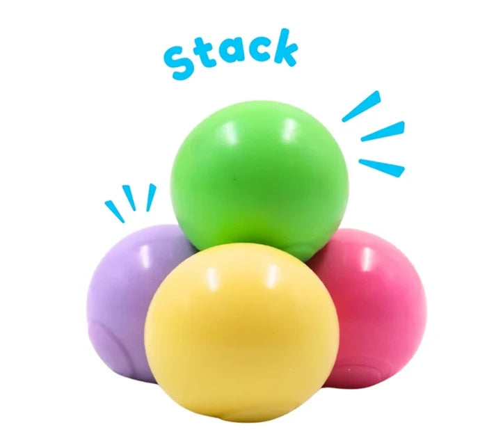 Scoobies Sticky Balls – 4 Squishy Wall-Sticking Balls in Charming Pastel Colors | Sensory & Stress Relief Toy