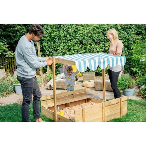 Plum Wooden Sandpit with Canopy - Natural | Weight-13 Kg (2-6 Years)