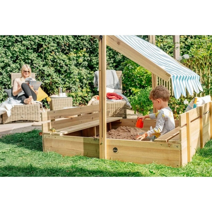 Wooden Sandpit with Canopy - Natural (2-6 Years) | Weight: 13 Kg | COD Not Available