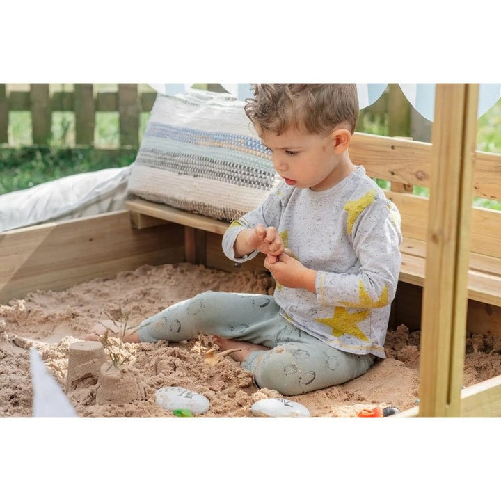 Wooden Sandpit with Canopy - Natural (2-6 Years) | Weight: 13 Kg | COD Not Available