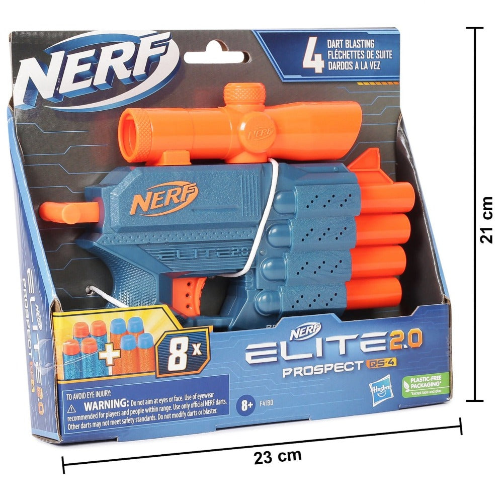 Original Nerf Elite 2.0 Prospect QS4 Dart Blaster with 8 Darts by Hasbro