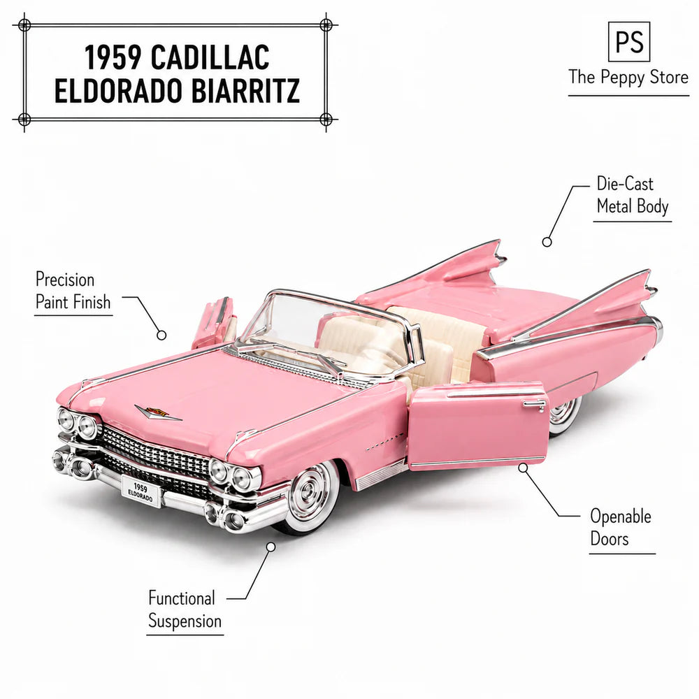 Bburago Original 1959 Cadillac Eldorado Biarritz Licensed Diecast Car | 1:64 Scale (14 Years till Grown Ups)