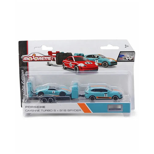 Original Licensed Majorette Diecast Porsche Cayenne Turbo S + 918 Spyder Car