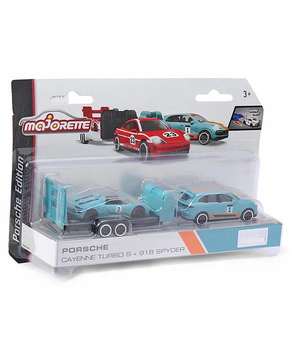 Original Licensed Majorette Diecast Porsche Cayenne Turbo S + 918 Spyder Car