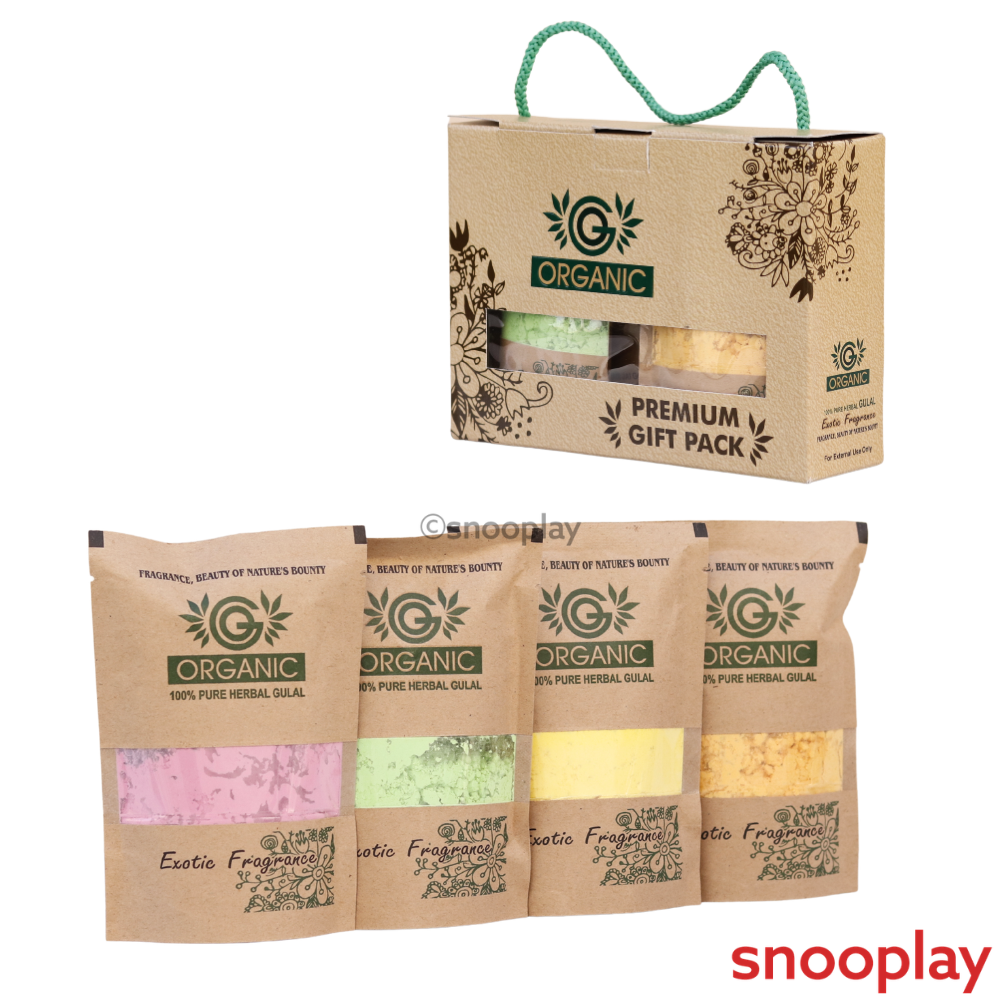 Pack of 4 Organic Herbal Gulal Premium Gift Pack (50g Each)