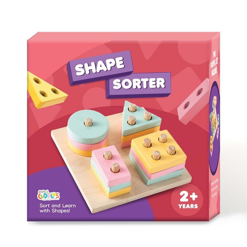 Wooden Shape Sorter for Toddlers (1-3 Years)