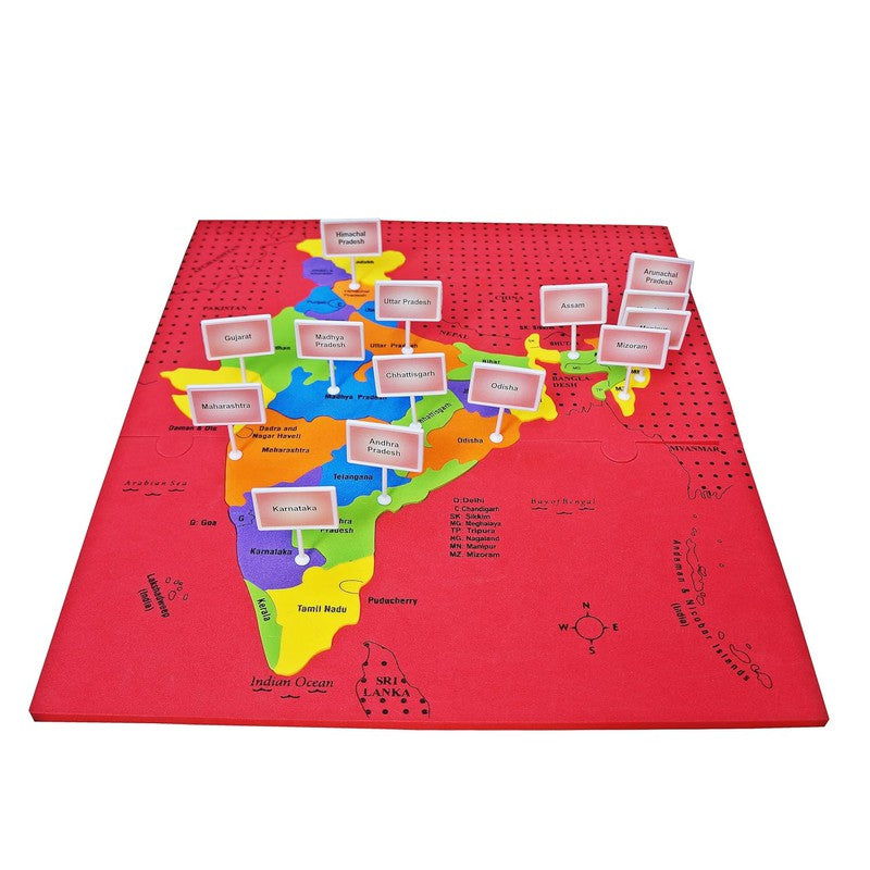 Multicolor Interlocking Indian States Puzzles with Flags Early Learning Education Mind Games