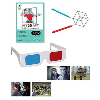 Learn 3D Hand Drawing Art (DIY Anaglyph Kit | 3D Glasses | 3D Photographs | Coloring Pens | Instruction Booklet)