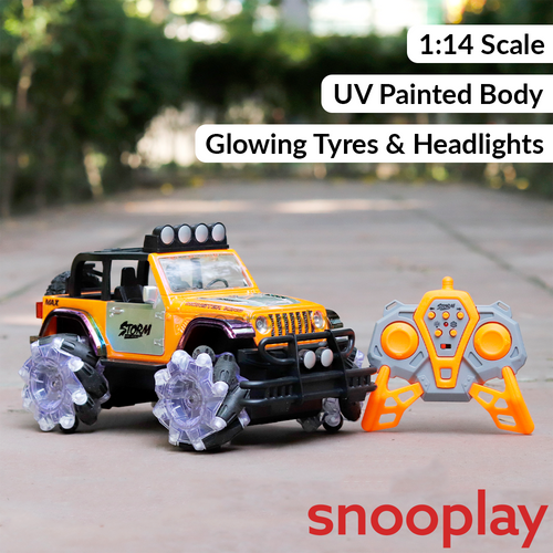 Klal Toys Off Road Remote Control Monster Jeep | Multicolour UV Spray Paint, Sidewalk Stunt, Openable Doors & Lights | 1:14 Scale (5-12 Years)
