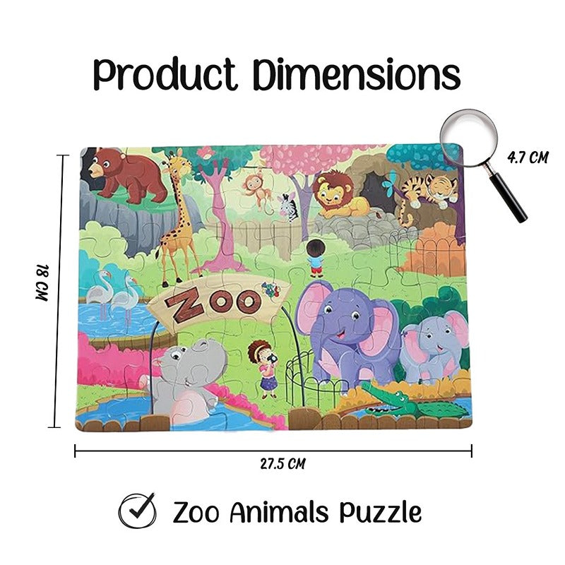 Zoo- Jigsaw Puzzle (48 Piece + Educational Fun Fact Book Inside)