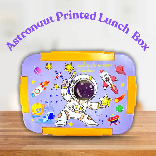 CuddleNest Astronaut Printed Bento Lunch Box - 710ml | 3 Compartments