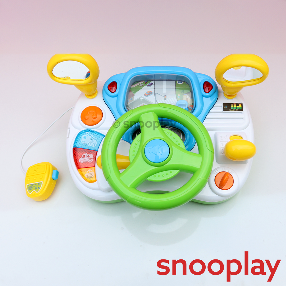 Tiny Racer Driving Simulation Toy with Steering Wheel, Mic, Lights & Sounds (3-8 Years)