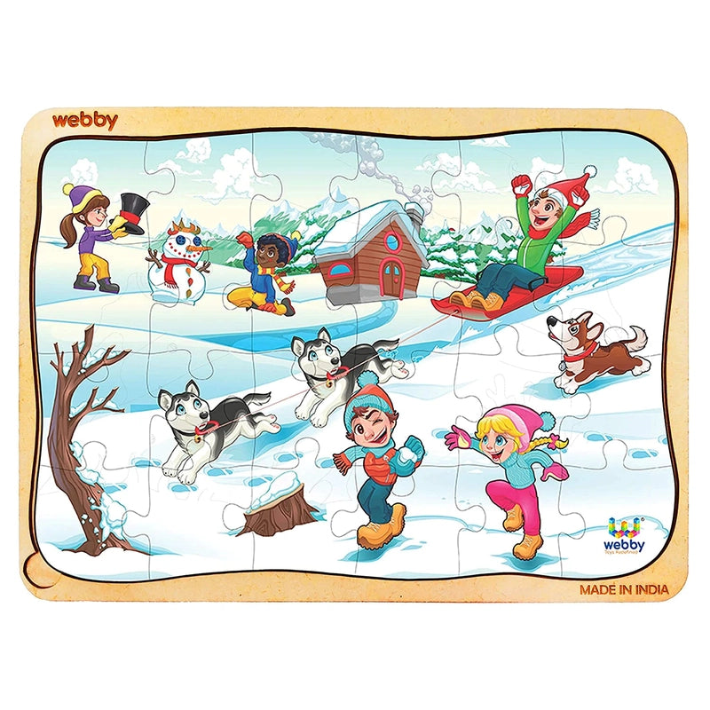 Winter Scene Wooden Jigsaw Puzzle, 24pcs