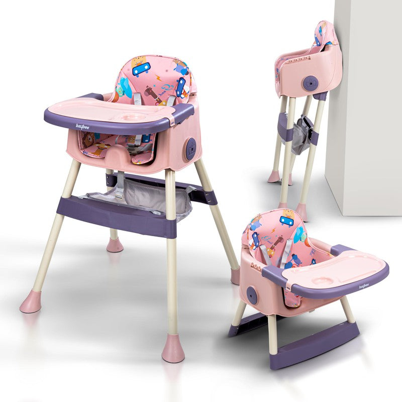 3 in 1 Baby High Chair for Kids | Baby Chair for Feeding with 2 Height Adjustable & Foldable, Toddler Booster Seat with Food Tray & Belt