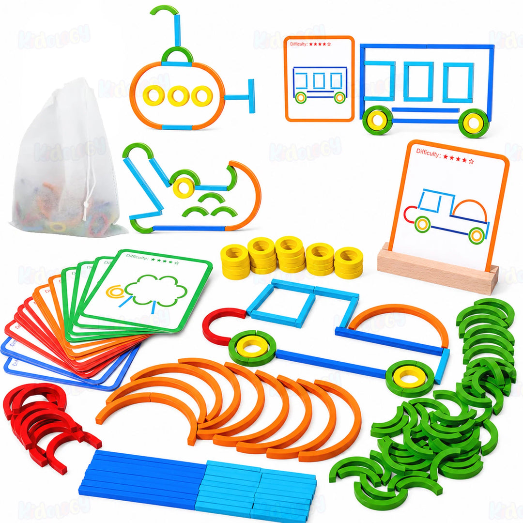 Kidology Creative Sticks & Rings Matching Puzzle Toys