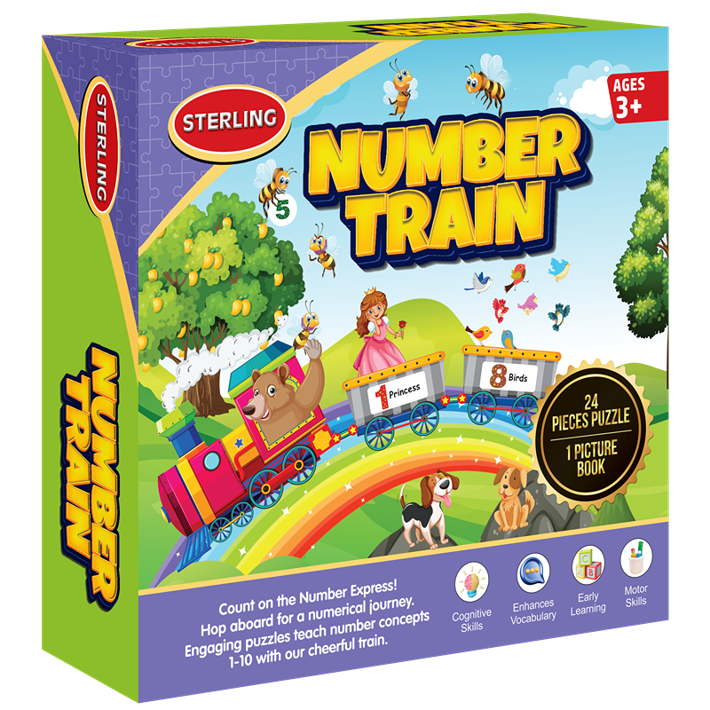 Number Train Jigsaw Puzzle For Kids | 3+Years | 24 Pieces and 1 Picture Book