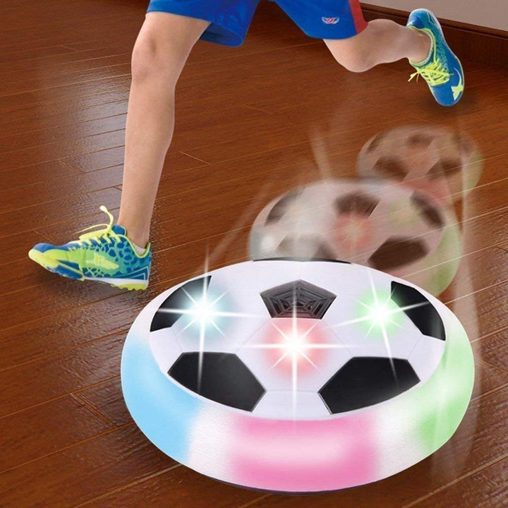 Flying Football Toy Air Powered Pneumatic Suspended Hover Soccer Ball/Disc with Foam Bumpers and Colorful LED Lights