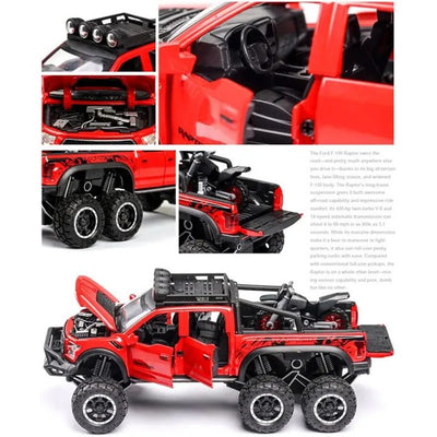 Resembling BIg Size 1:24 Scale Die-Cast Beast Raptor with Bike with Openable Doors,Music,Lights & Pull Back Action