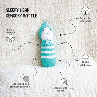 Sleepy Head Sensory Rattle - Blue