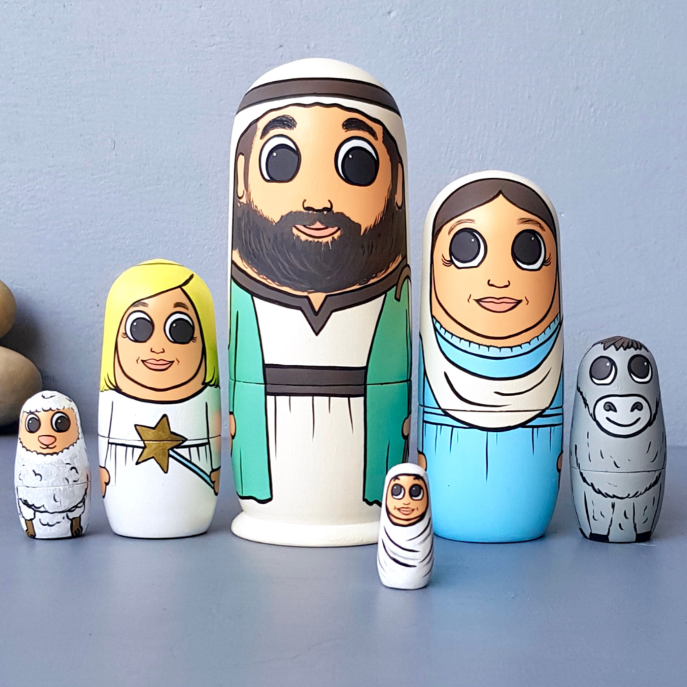 Nativity Crib Nesting Dolls (Set of 6)