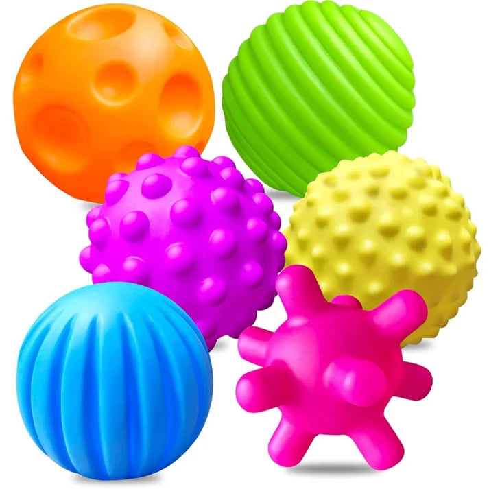 Kidology Set of 6 Montessori Sensory Silicone Ball | Tactile Development Toy for Kids