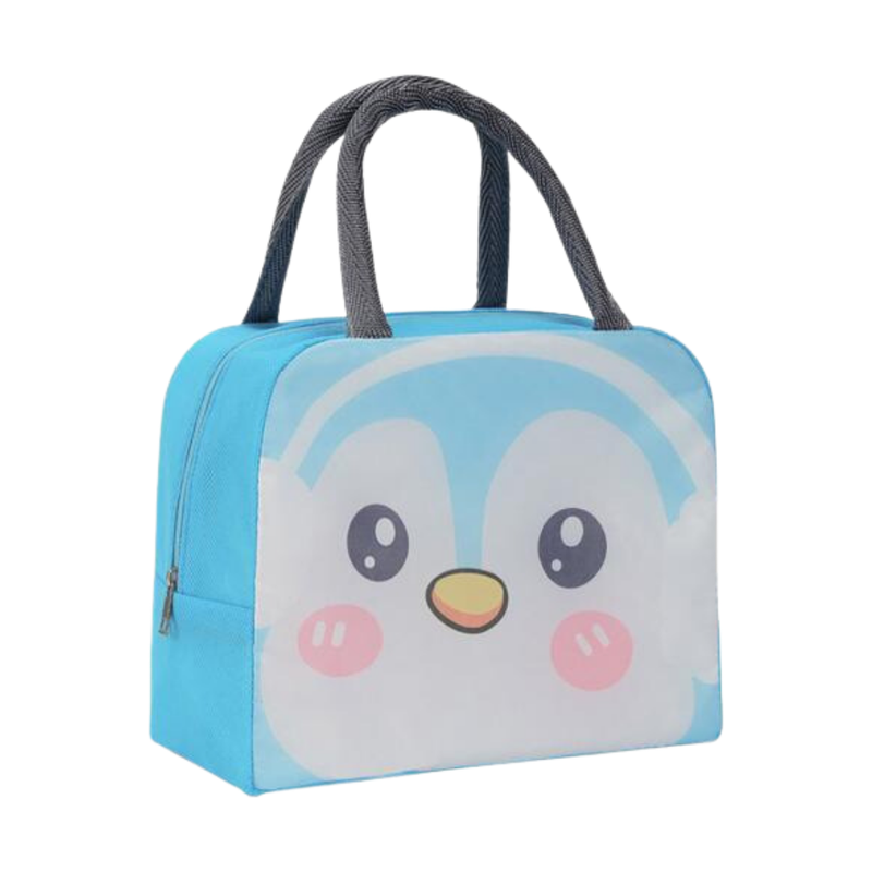 Insulated Lunch Box Bag with Aluminium Foil Insulation | Blue Colour, Penguin Design