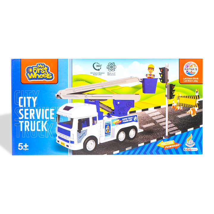 Friction Powered Realistic City Service Truck Toy