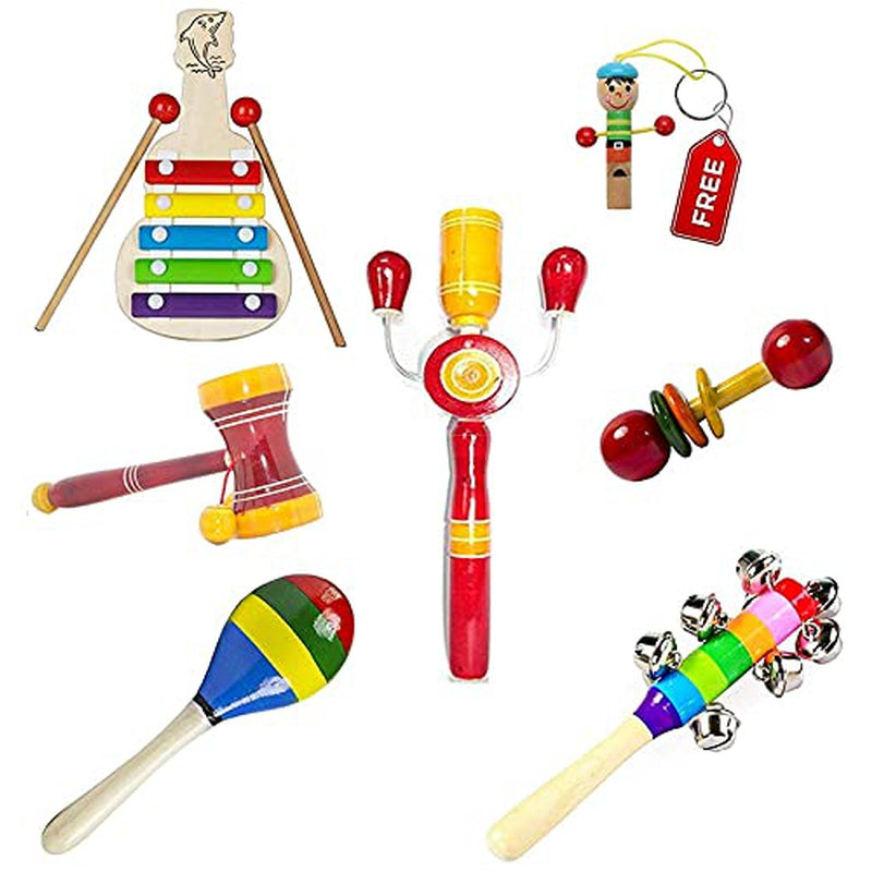 Baby Rattle Wooden Musical Toys - Set of 6