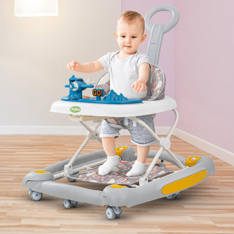 3 in 1 Staffy Baby Walker for Kids with Rocker & Push Handle, Kids Walker with 3 Adjustable Height, Mat & Musical Toy Bar | Activity Walker for Baby | Push Walker - COD Not Available